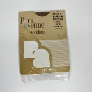 Park Avenue Stockings Thigh-Hi Parkilon Mellow Beige Demi-Toe Medium B‎ 10-11